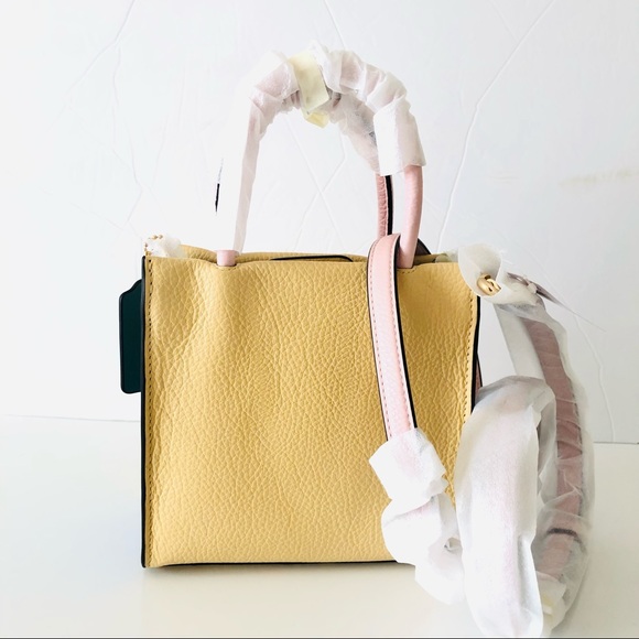 Coach Mini Cally Crossbody Pink Taupe Colorblock Leather Purse - Picture 3 of 12